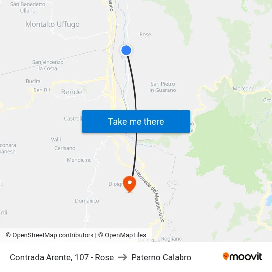 Contrada Arente, 107 - Rose to Paterno Calabro map