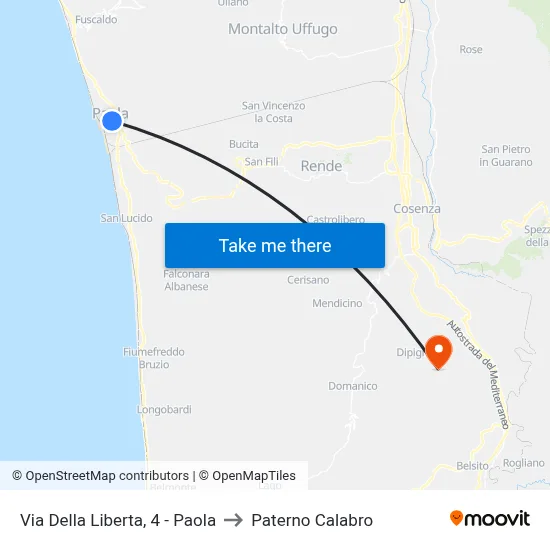 Liberty Street, 4 - Paola to Paterno Calabro map