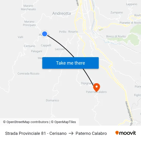 Provincial Road 81 - Cerisano to Paterno Calabro map
