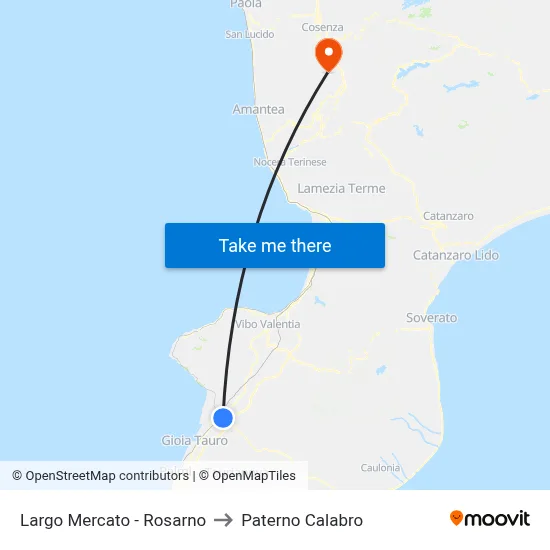 Largo Mercato - Rosarno to Paterno Calabro map