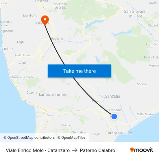 Enrico Molè Boulevard - Catanzaro to Paterno Calabro map