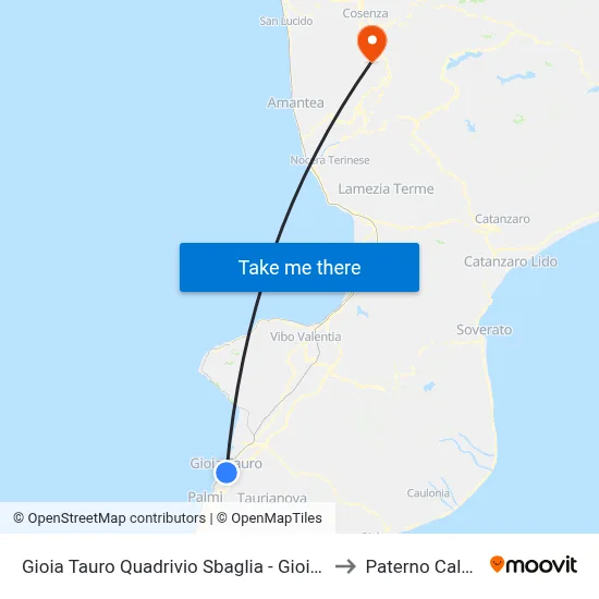 Gioia Tauro Quadrivio Sbaglia - Gioia Tauro to Paterno Calabro map