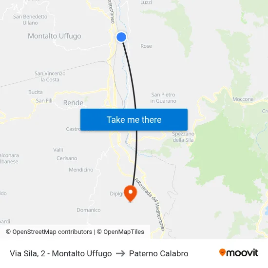 Via Sila, 2 - Montalto Uffugo to Paterno Calabro map
