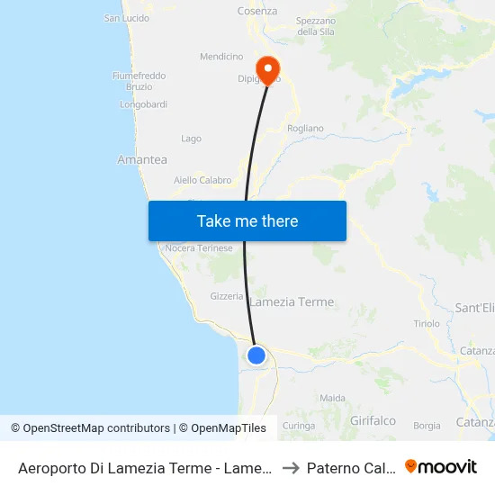 Lamezia Terme Airport - Lamezia Terme to Paterno Calabro map
