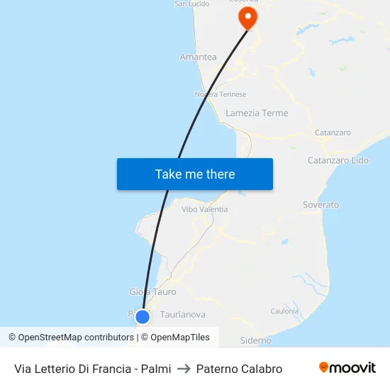 Via Letterio Di Francia - Palmi to Paterno Calabro map