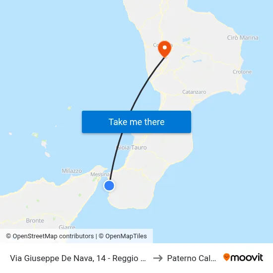 Giuseppe De Nava Street, 14 - Reggio Calabria to Paterno Calabro map