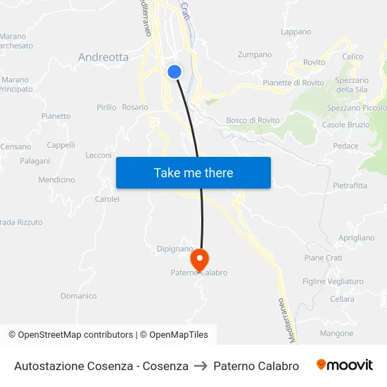 Autostazione Cosenza - Cosenza to Paterno Calabro map