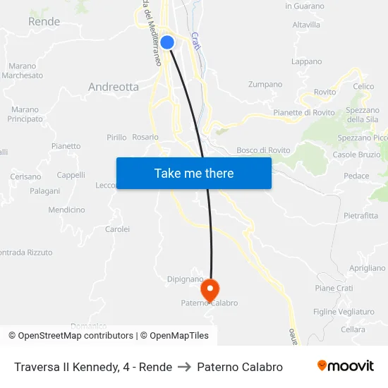 Traversa II Kennedy, 4 - Rende to Paterno Calabro map