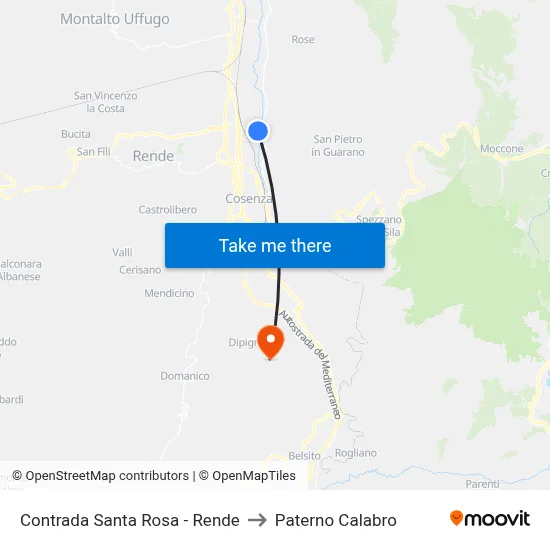 Contrada Santa Rosa - Rende to Paterno Calabro map
