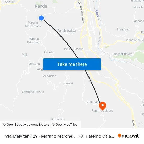 Via Malvitani, 29 - Marano Marchesato to Paterno Calabro map