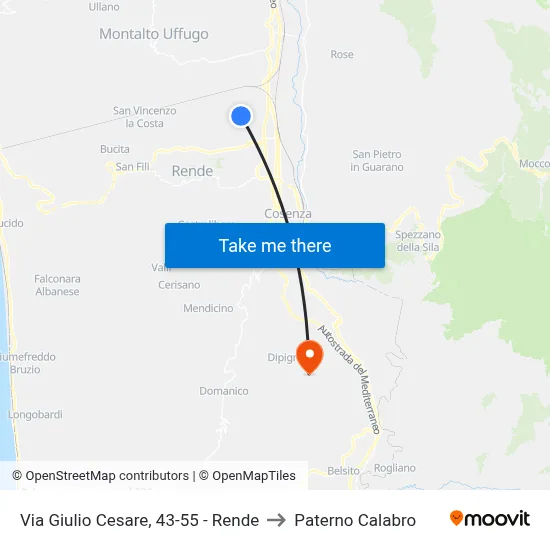 Via Giulio Cesare, 43-55 - Rende to Paterno Calabro map