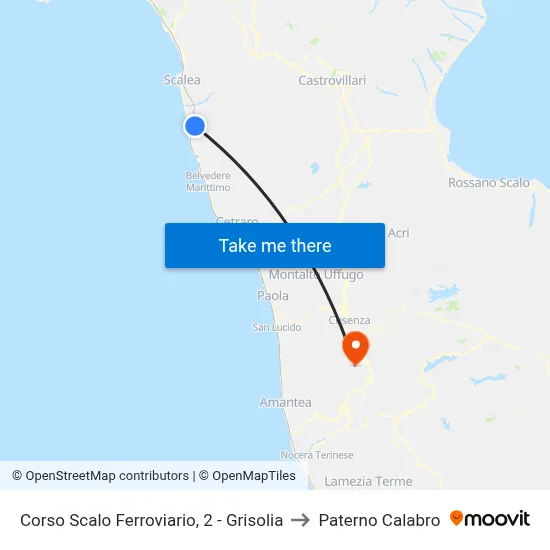 Railway Station Course, 2 - Grisolia to Paterno Calabro map