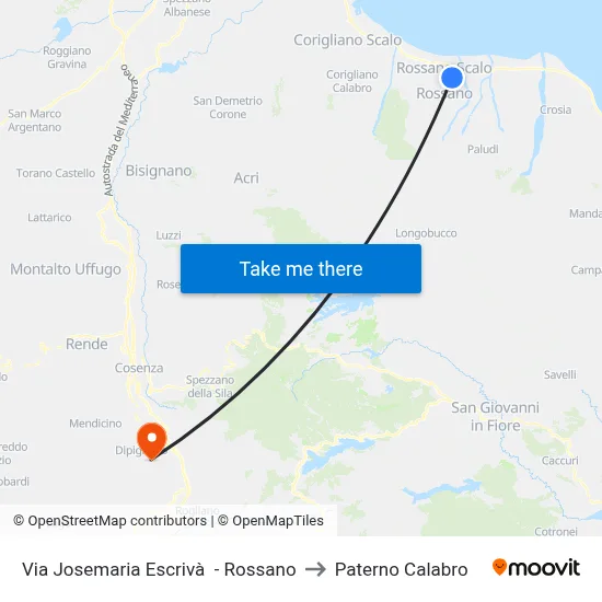 Via Josemaria Escrivà - Rossano to Paterno Calabro map