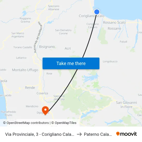 Provincial Road, 3 - Corigliano Calabro to Paterno Calabro map