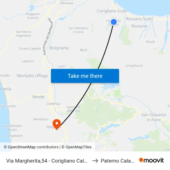 Via Margherita,54 - Corigliano Calabro to Paterno Calabro map