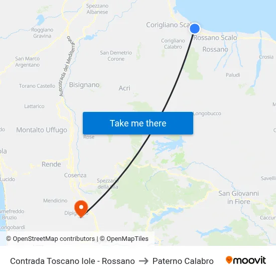 Contrada Toscano Iole - Rossano to Paterno Calabro map