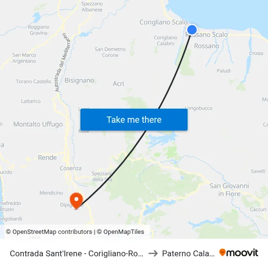 Contrada Sant'Irene - Corigliano-Rossano to Paterno Calabro map