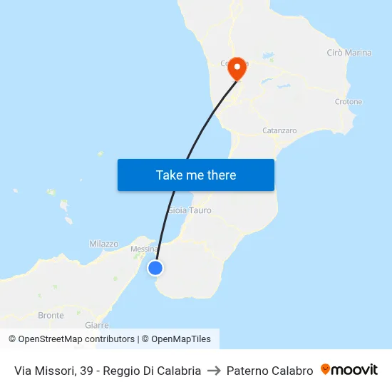 Missori Street, 39 - Reggio Di Calabria to Paterno Calabro map