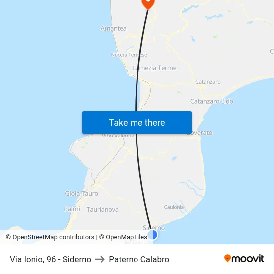 Via Ionio, 96 - Siderno to Paterno Calabro map