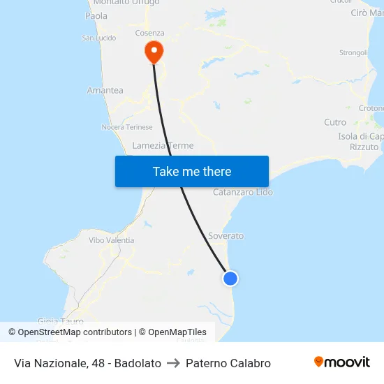 National Road, 48 - Badolato to Paterno Calabro map