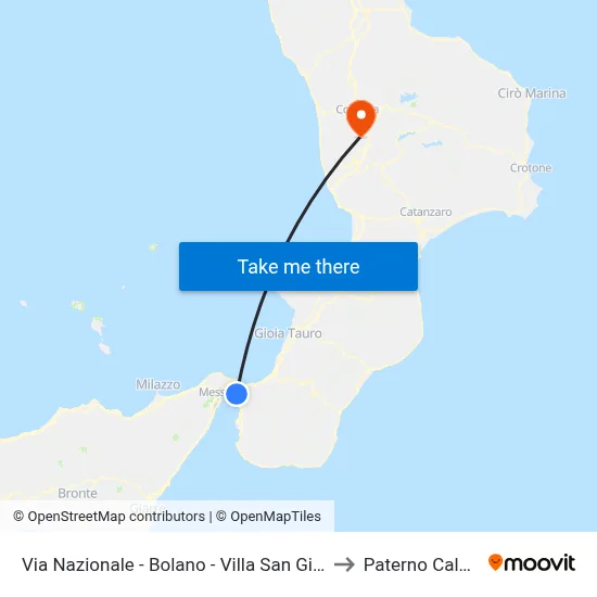 Via Nazionale - Bolano - Villa San Giovanni to Paterno Calabro map