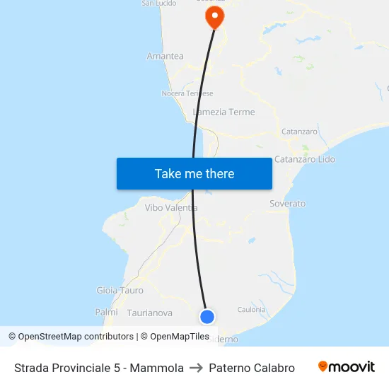 Provincial Road 5 - Mammola to Paterno Calabro map