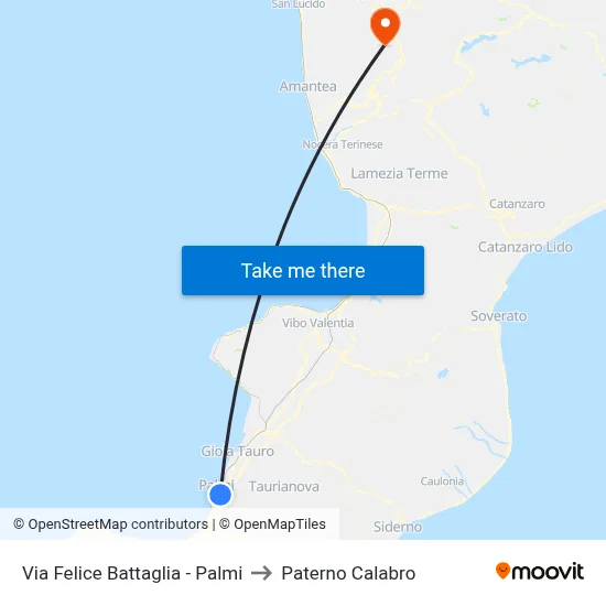 Via Felice Battaglia - Palmi to Paterno Calabro map