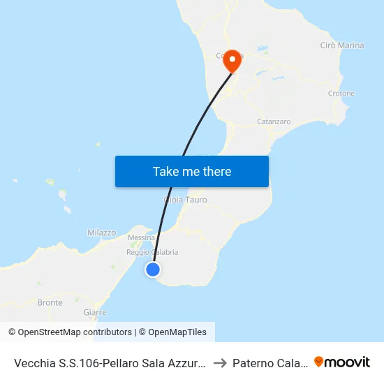 Old SS106-Pellaro Azzurra Hall S/N to Paterno Calabro map