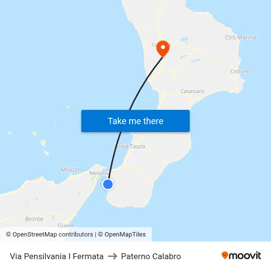 Via Pensilvania  I Fermata to Paterno Calabro map