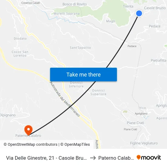 Via Delle Ginestre, 21 - Casole Bruzio to Paterno Calabro map