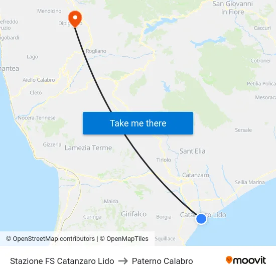Stazione FS Catanzaro Lido to Paterno Calabro map