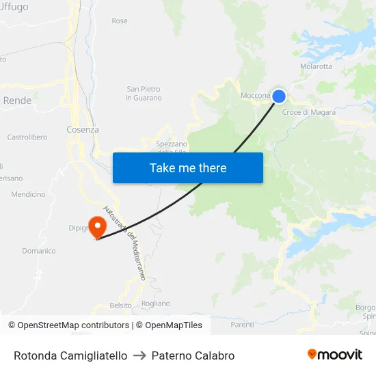 Rotonda Camigliatello to Paterno Calabro map