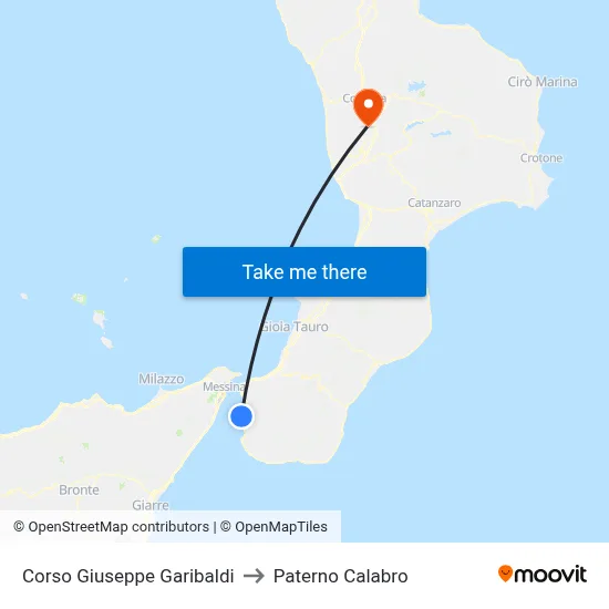 Corso Giuseppe Garibaldi to Paterno Calabro map