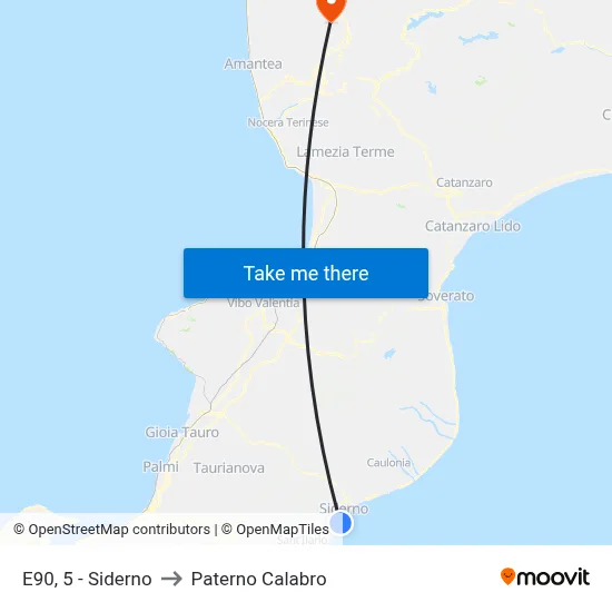 E90, 5 - Siderno to Paterno Calabro map
