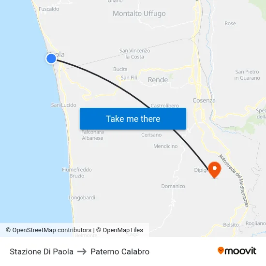 Stazione Di Paola to Paterno Calabro map