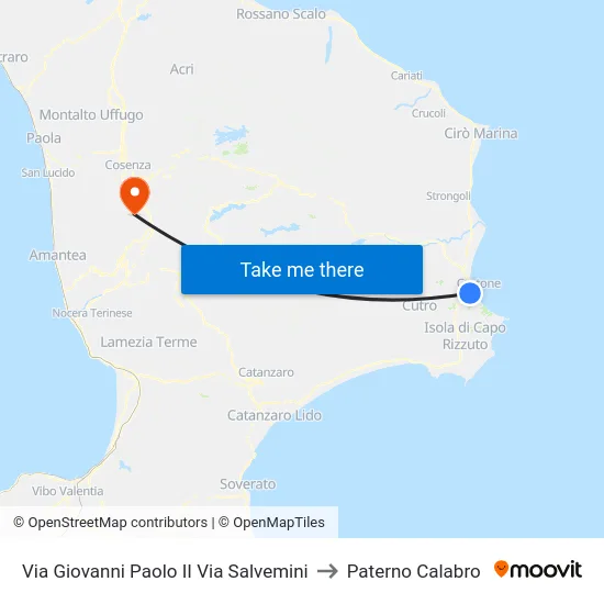 Via Giovanni Paolo II Via Salvemini to Paterno Calabro map