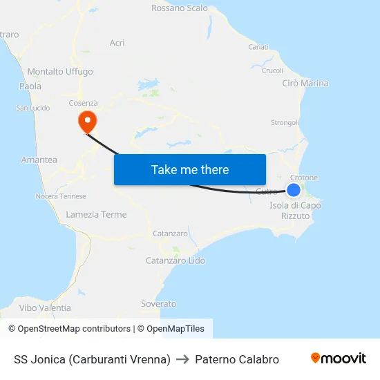SS Jonica (Vrenna Fuel Station) to Paterno Calabro map