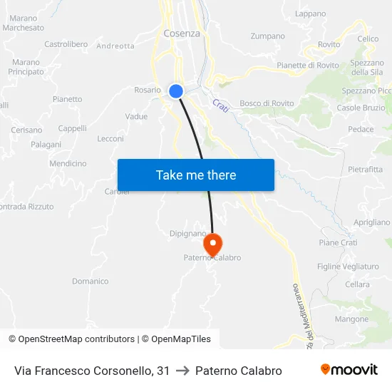 Francesco Corsonello Street, 31 to Paterno Calabro map