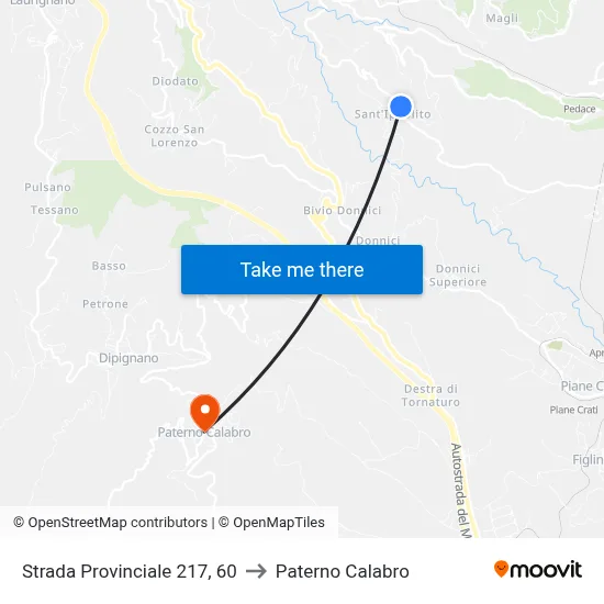 Provincial Road 217, 60 to Paterno Calabro map