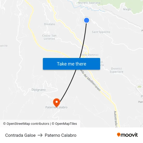 Contrada Galoe to Paterno Calabro map