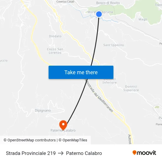 Provincial Road 219 to Paterno Calabro map