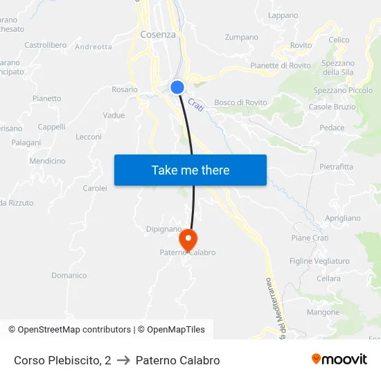 Plebiscito Avenue, 2 to Paterno Calabro map