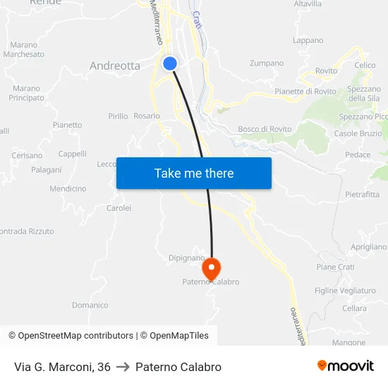 Via G. Marconi, 36 to Paterno Calabro map