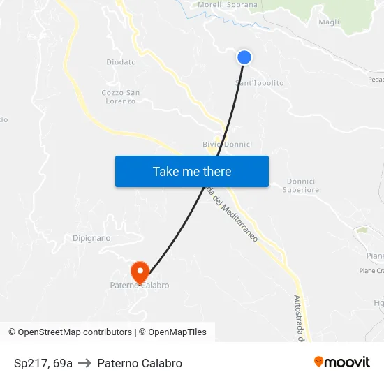 Sp217, 69a to Paterno Calabro map