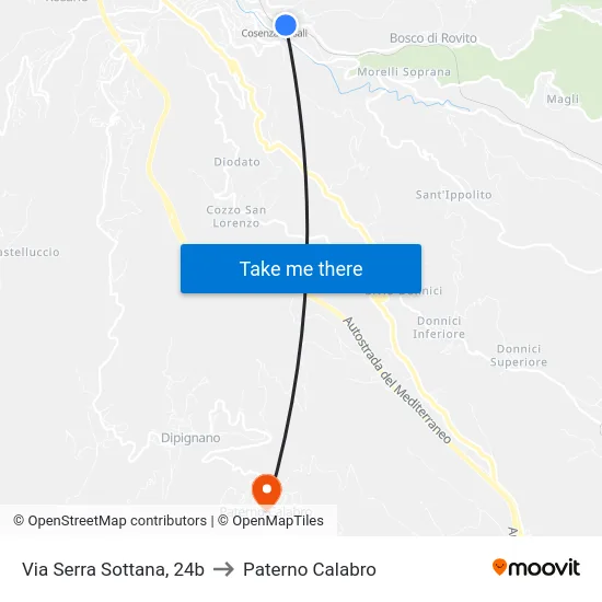 Via Serra Sottana, 24b to Paterno Calabro map
