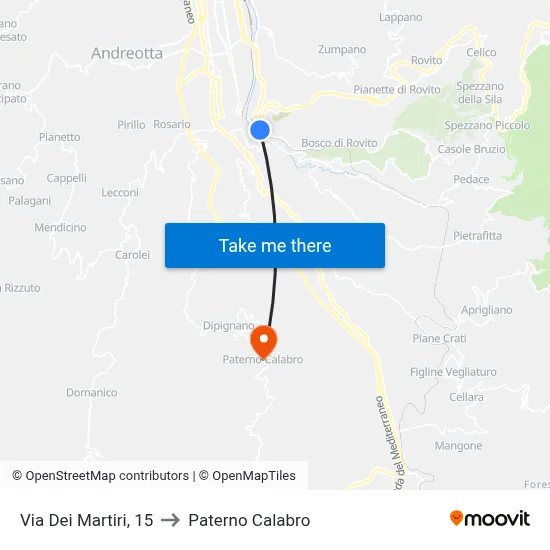 Via Dei Martiri, 15 to Paterno Calabro map