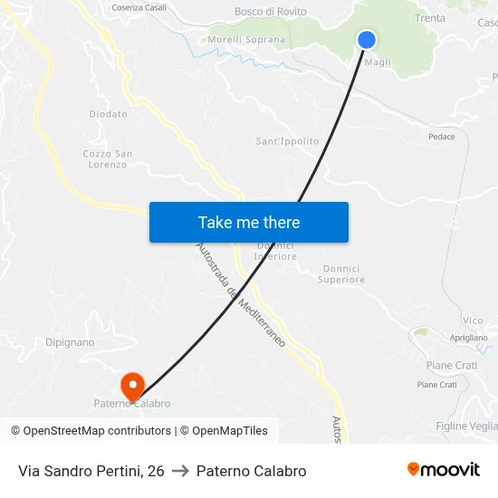 Via Sandro Pertini, 26 to Paterno Calabro map