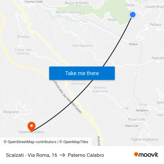 Scalzati - Via Roma, 16 to Paterno Calabro map