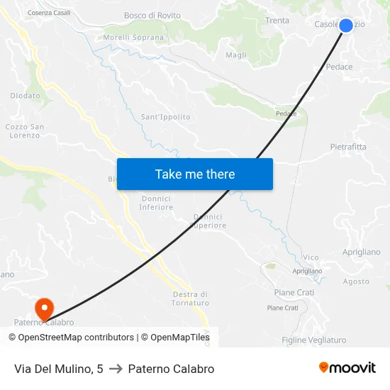 Mill Street, 5 to Paterno Calabro map