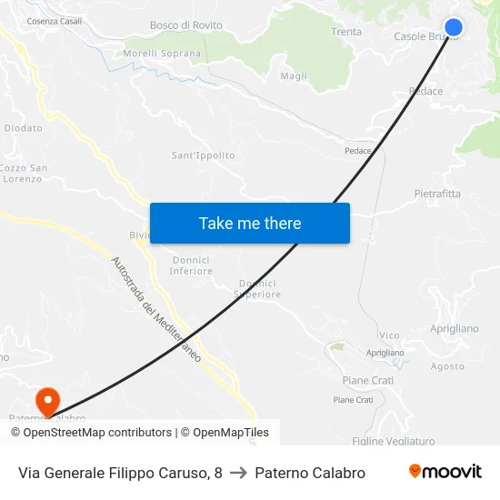 Via Generale Filippo Caruso, 8 to Paterno Calabro map